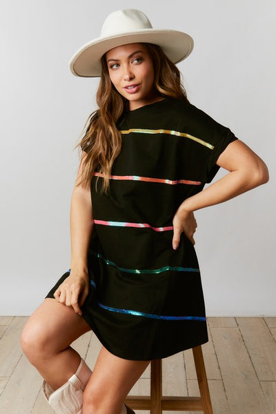 Black dress hotsell with rainbow stripe