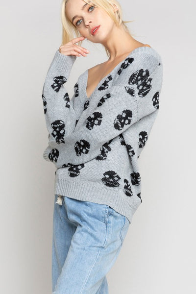 Grey skull outlet sweater