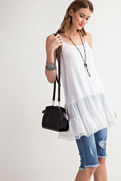 Layer Ruffle Bottom Cami Tunic Ivory