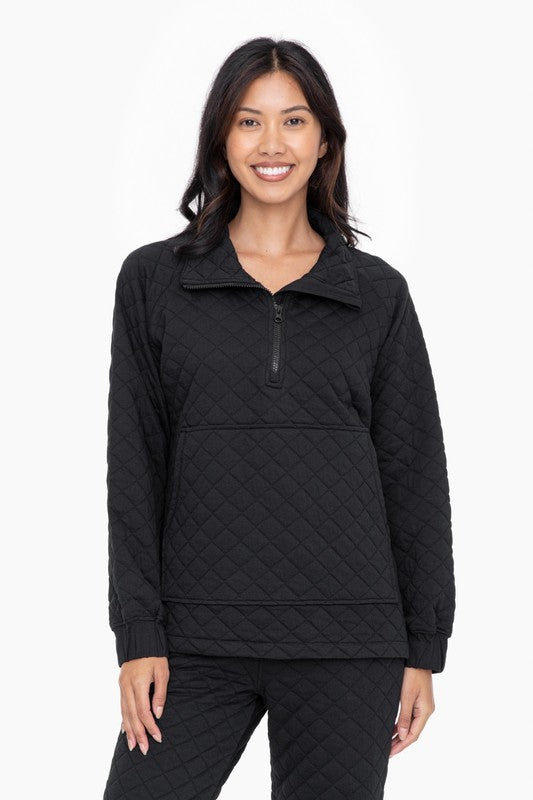 Quilted Jersey Pullover Black