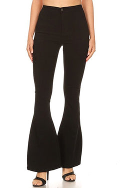 High Waist Disco Bell Bottom Pants Black