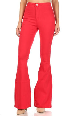 High Waist Disco Bell Bottom Pants Red