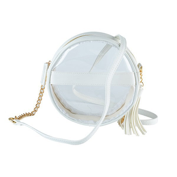 Clear Circle Crossbody Purse White