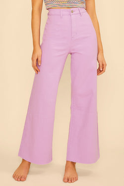 Stretch Wide Leg Denim Jeans Lavender