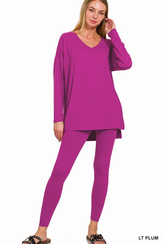 Microfiber Loungewear Set Light Plum