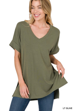 Hi-Low Hem Top Olive