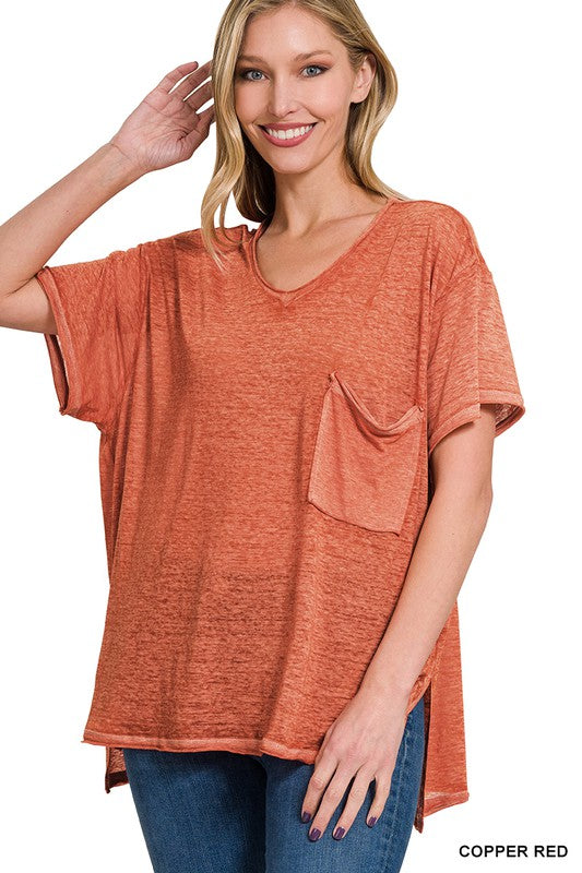 Melange Scoop Neck Top Copper