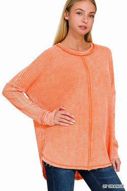 Waffle Oversized Top Orange