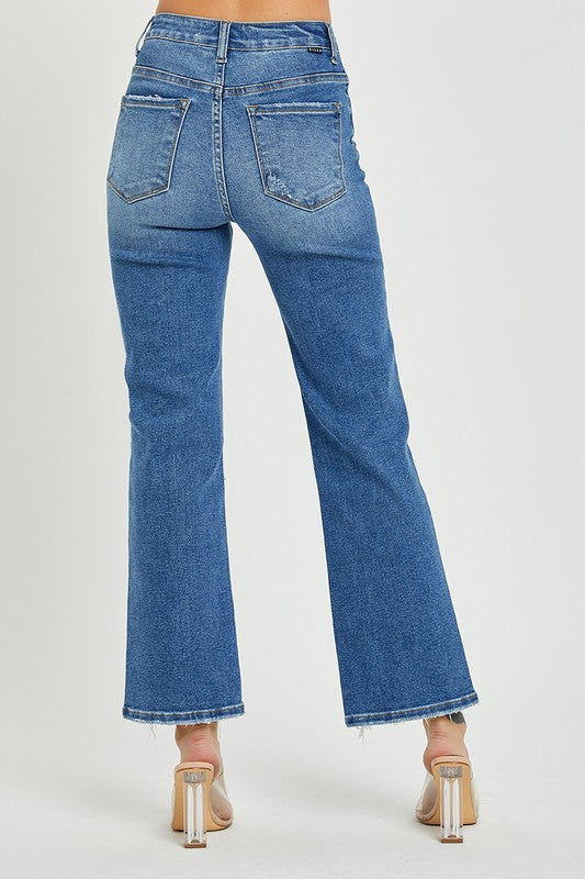 High Rise Ankle Relaxed Fit Jeans Dark