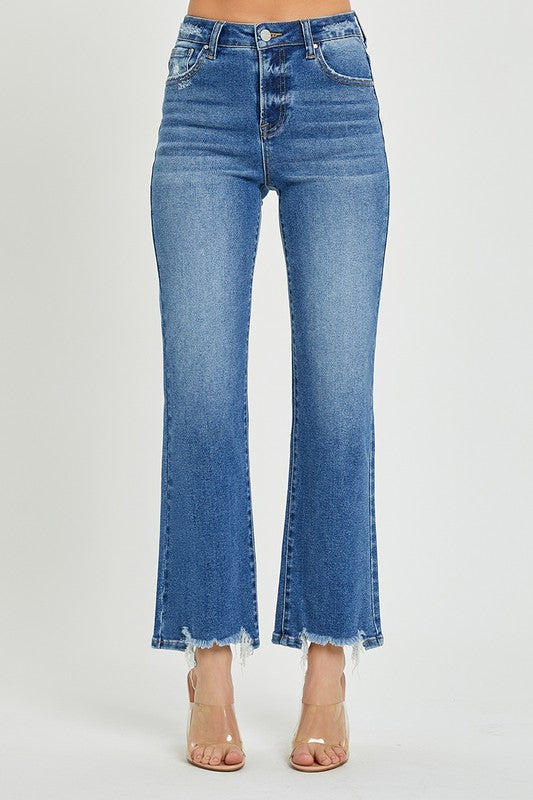 High Rise Ankle Relaxed Fit Jeans Dark