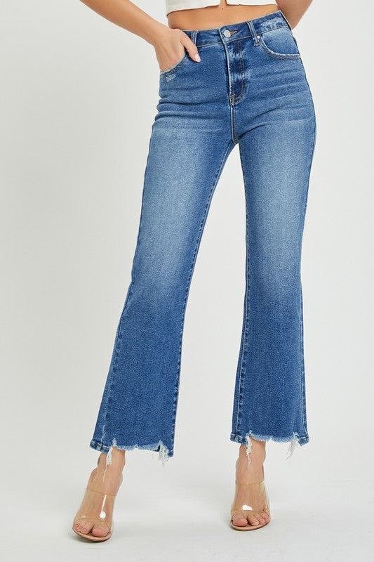 High Rise Ankle Relaxed Fit Jeans Dark