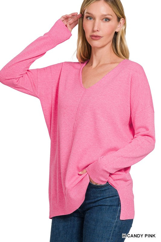 Front Seam Sweater Candy Pink