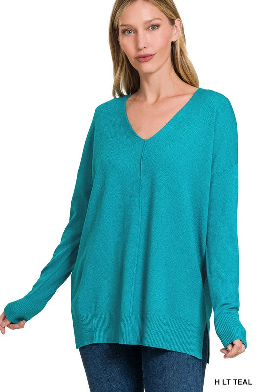 Front Seam Sweater Candy Teal