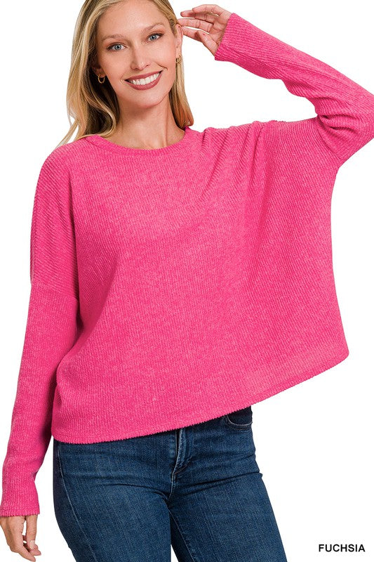 Ribben Dolman Sleeve Sweater Fuchsia