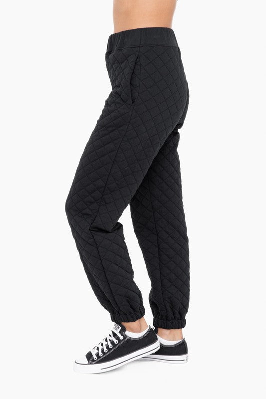 Quilted Jersey Joggers Black