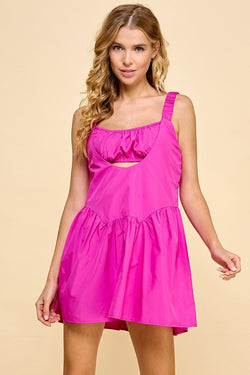 Ruffle Hem Athletic Dress Fuchsia