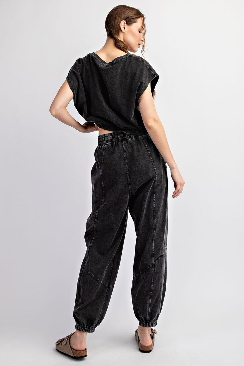 Mineral Washed Jogger Pants Ash Black