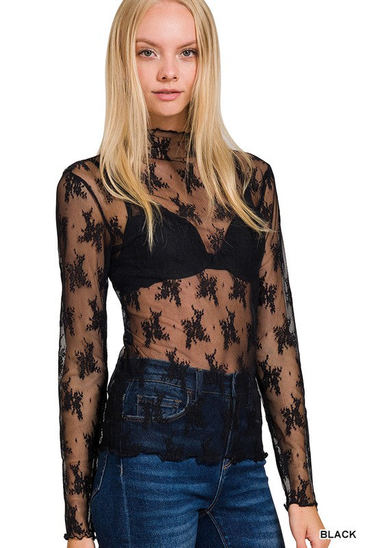 Lace Layering Top Black