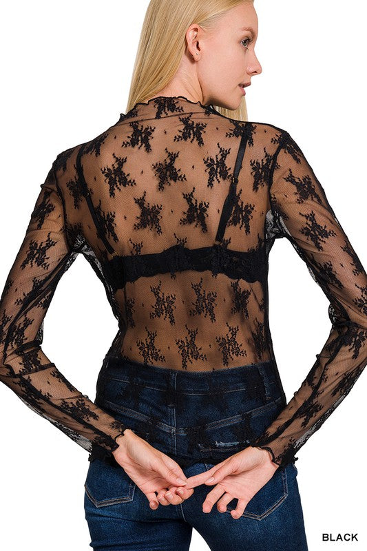 Lace Layering Top Black