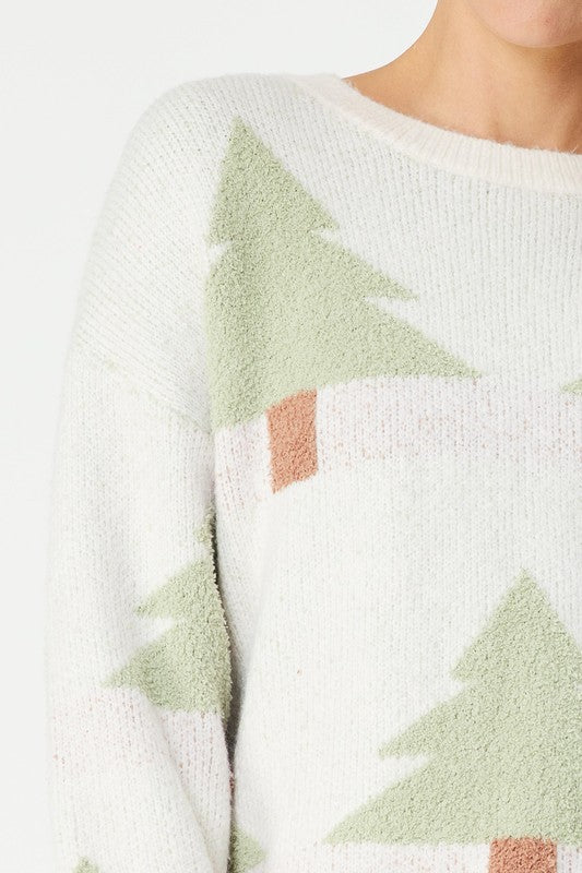 Christmas Tree Soft Knit Sweater Ivory