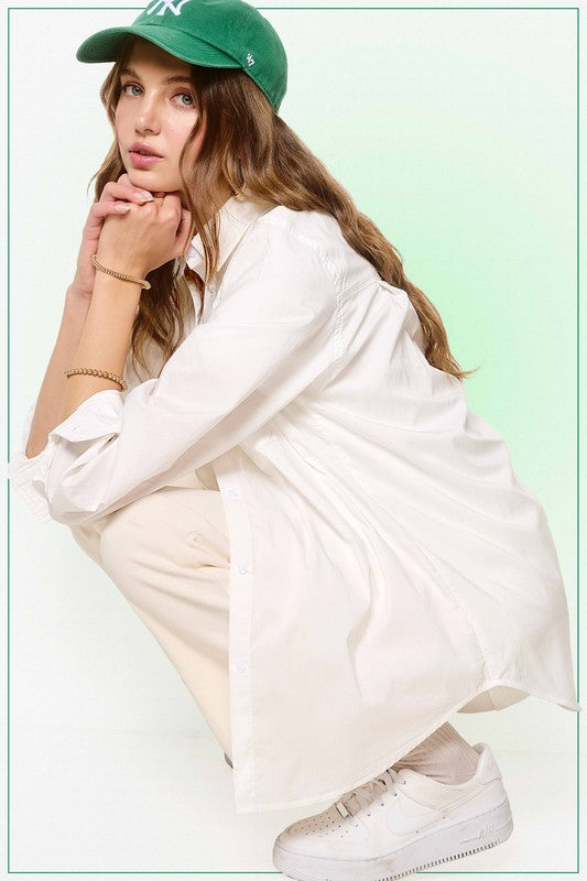 Classic Collar Button Down Top Cotton