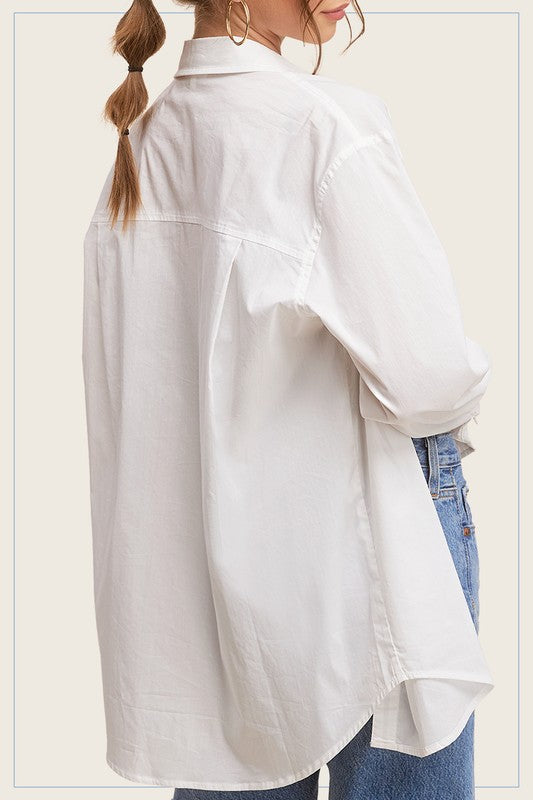 Classic Collar Button Down Top Cotton