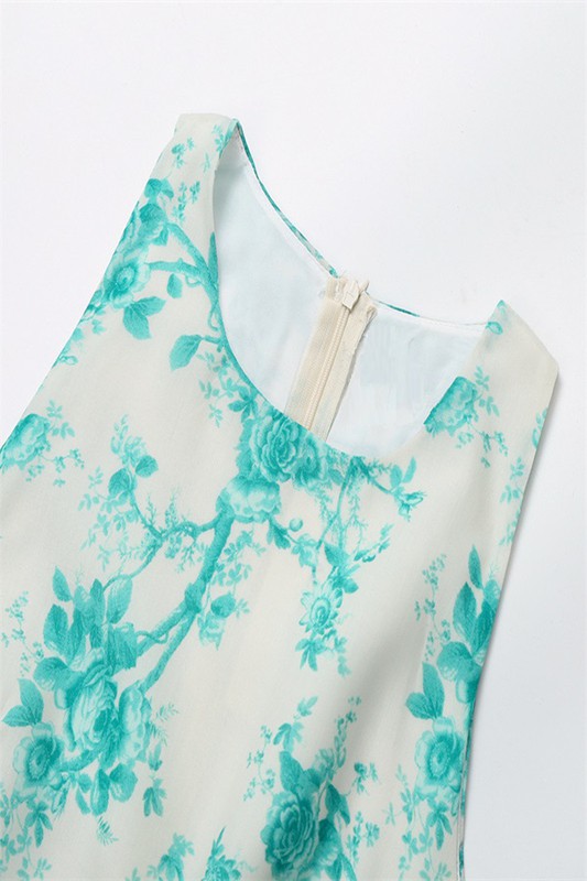 Floral Print Belted Dress Mint