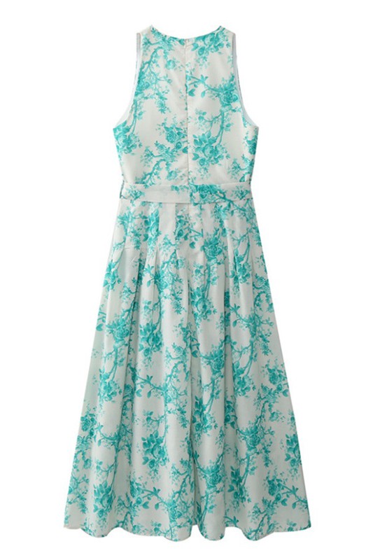 Floral Print Belted Dress Mint