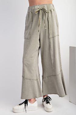 MIneral Washed Terry Knot Wide Leg Pants Sage