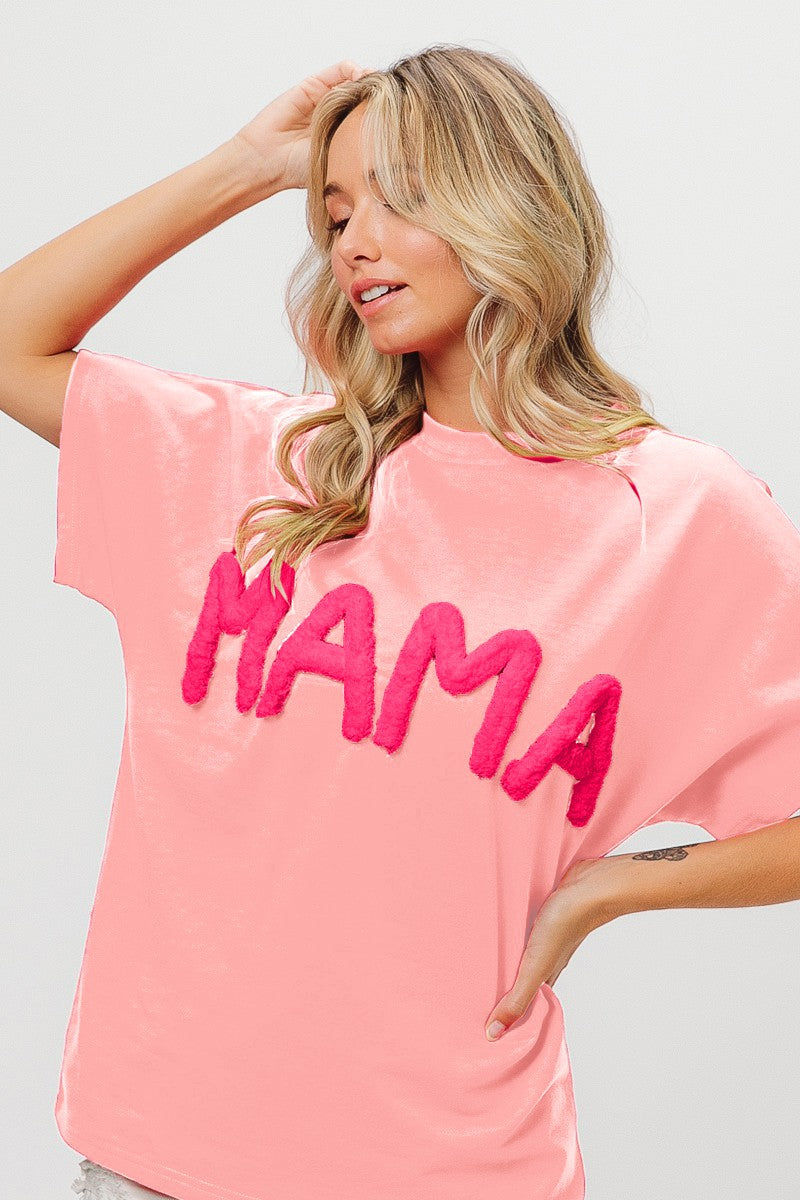 Chunky Mama Lettering Top Blush/Fuchsia