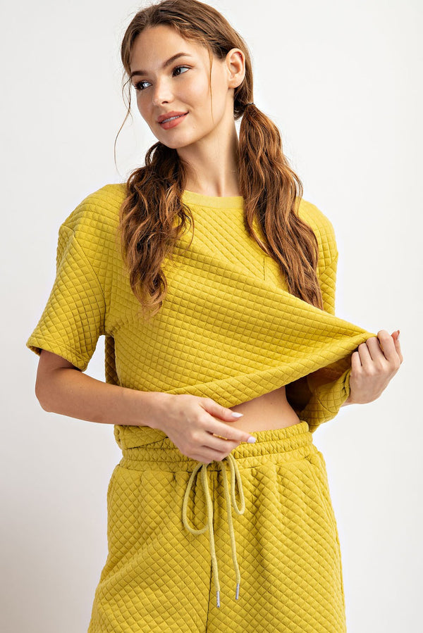 Textured Short Sleeve Top Avocado