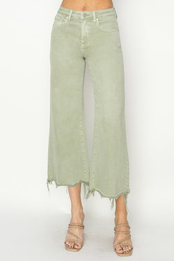 High Rise Wide Crop Pants Sage