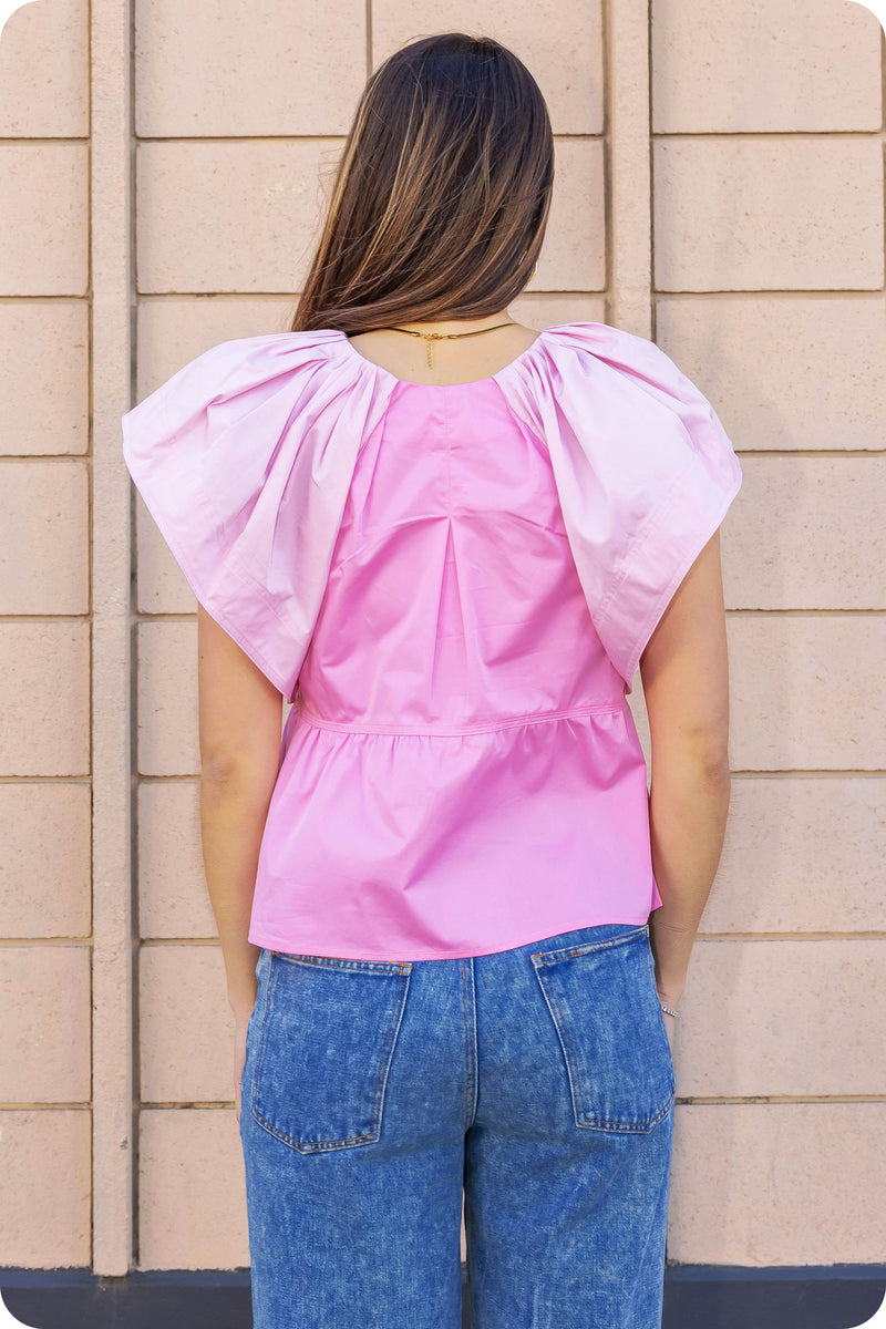 Color-Block Poplin Top Pink/Blush