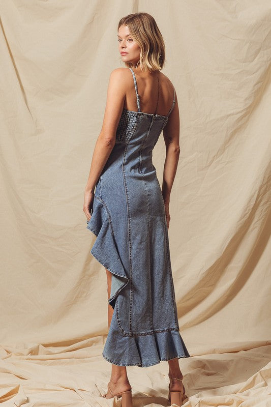 Hi Low Denim Dress Medium Denim