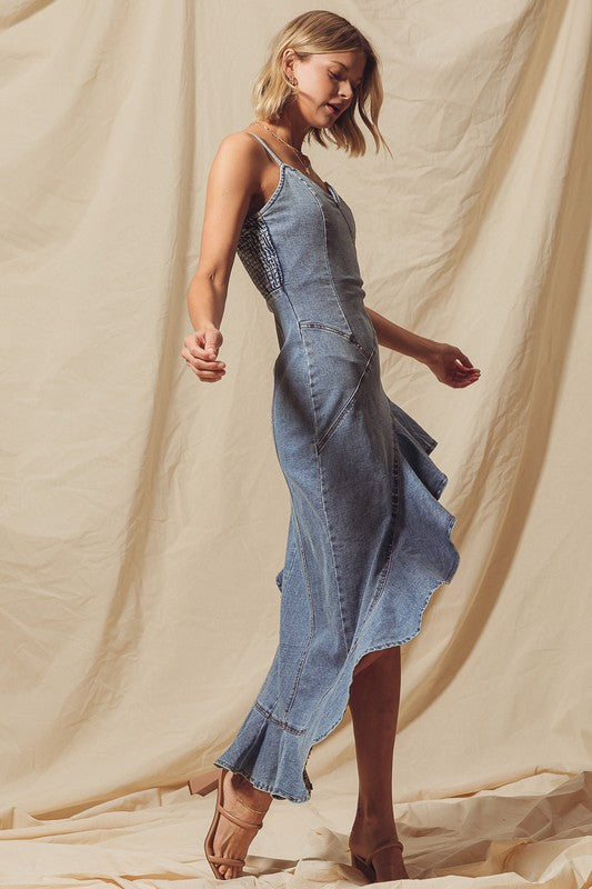 Hi Low Denim Dress Medium Denim