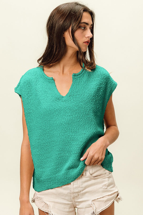 Popcorn Textured Sleeveless Top Jade