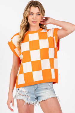 Gameday Checker Sweater Orange/White