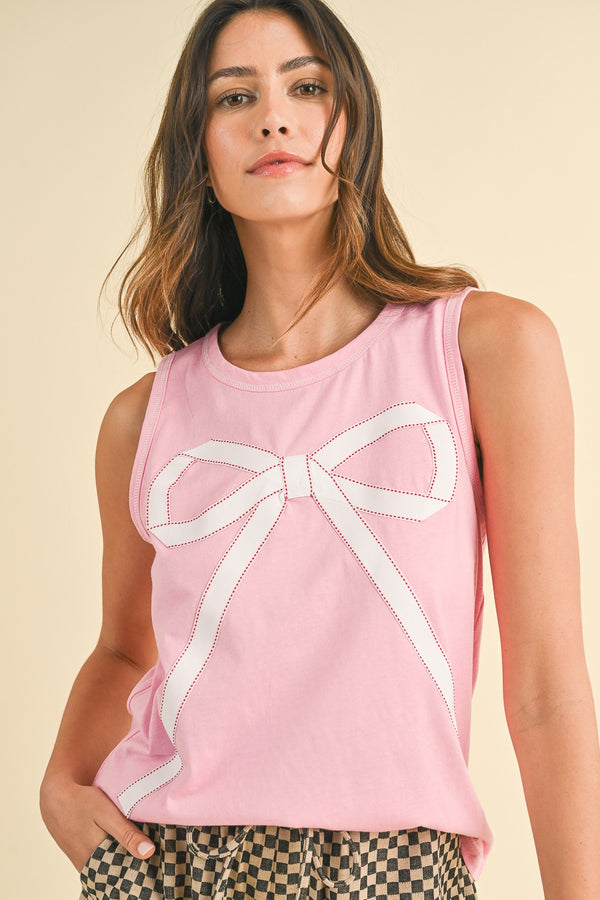 Large Bow Knit Top Candy Pink