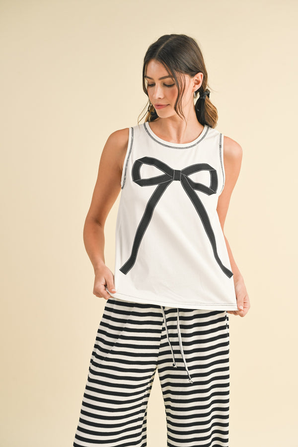 Large Bow Knit Top Ivory