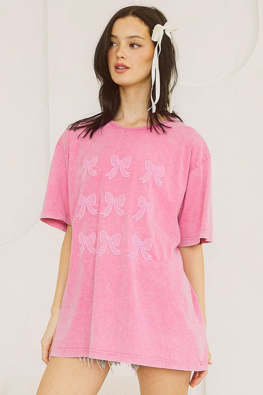 Puff Croquette Bow Bingo Graphic Tee Pink