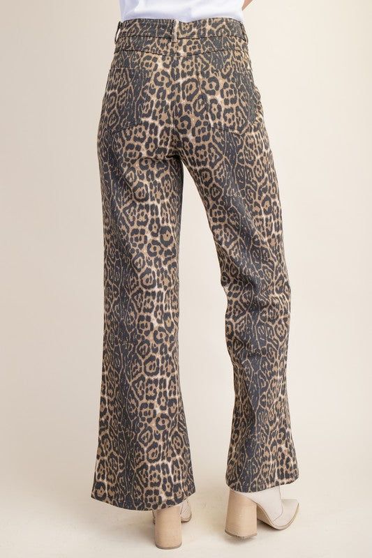 Leopard Print Flare Jeans Leopard