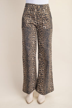 Leopard Print Flare Jeans Leopard