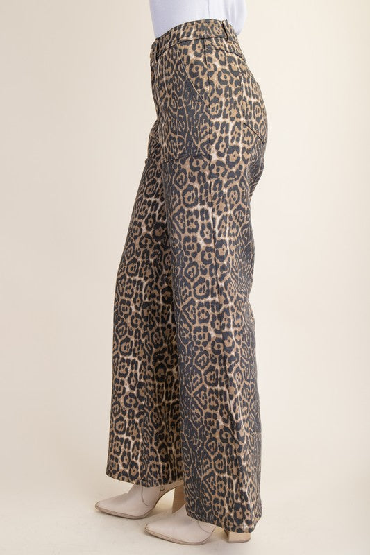 Leopard Print Flare Jeans Leopard