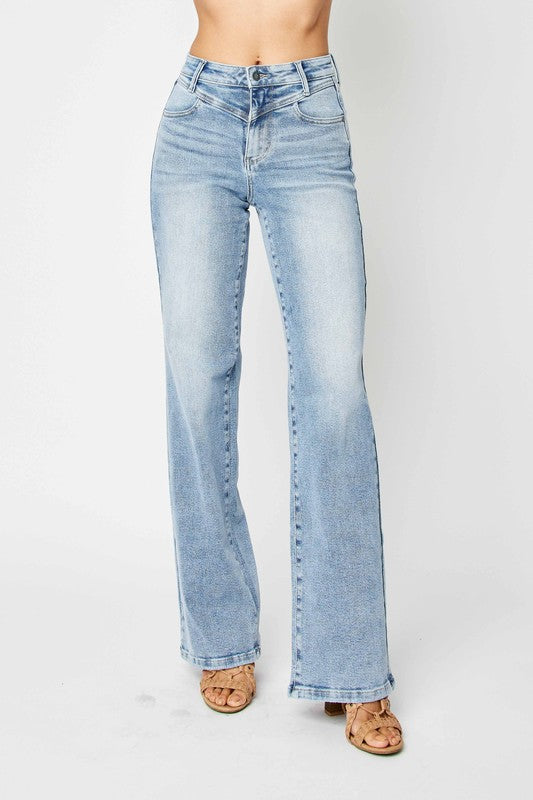 High Waist Front Yoke Retro Jeans Medium