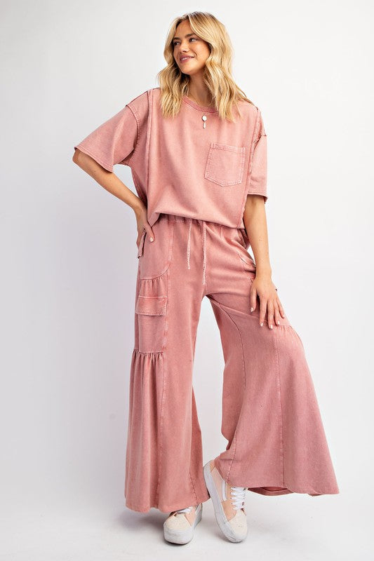 Mineral Wash Terry Knit Pants Dried Rose