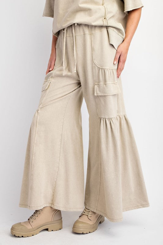 Mineral Wash Terry Knit Pants Khaki