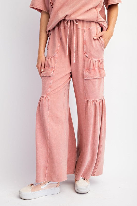 Mineral Wash Terry Knit Pants Dried Rose