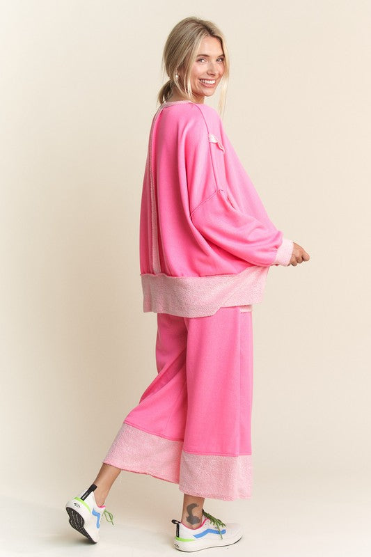 Loopterry Long Wide Pants Fuschia