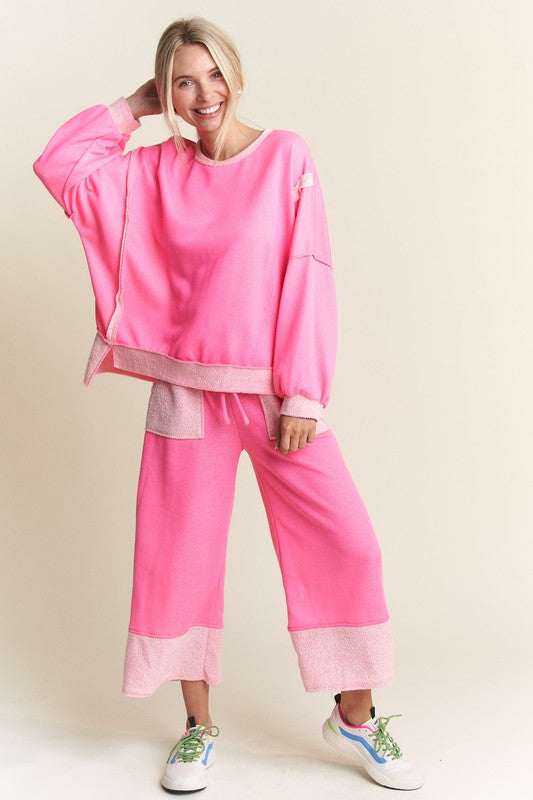 Loopterry Long Wide Pants Fuschia