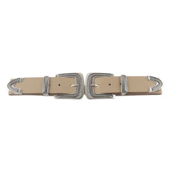 Western Style Double Buckle Elastic Belt Taupe